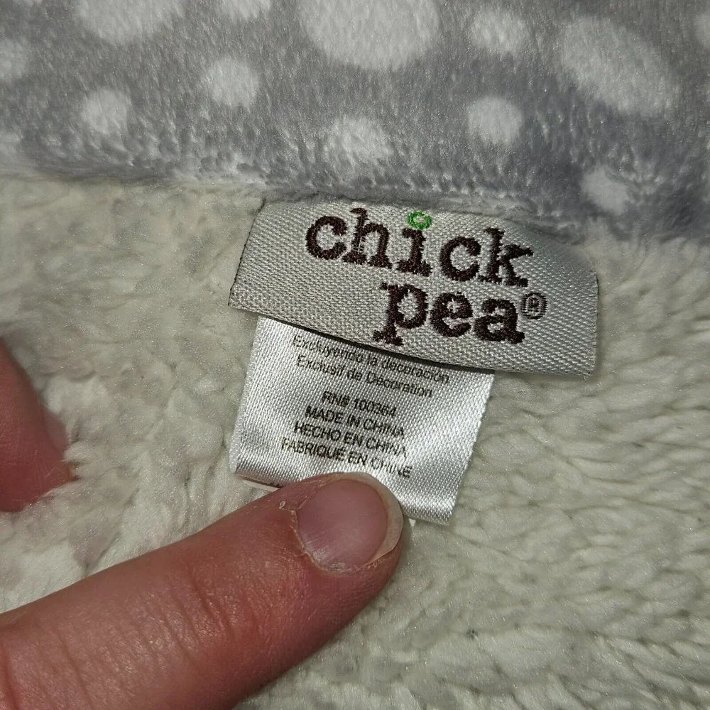 Chick Pea Ribbed Blue Elephant Fleece Baby Blanket Gray White Polka Dot Trim